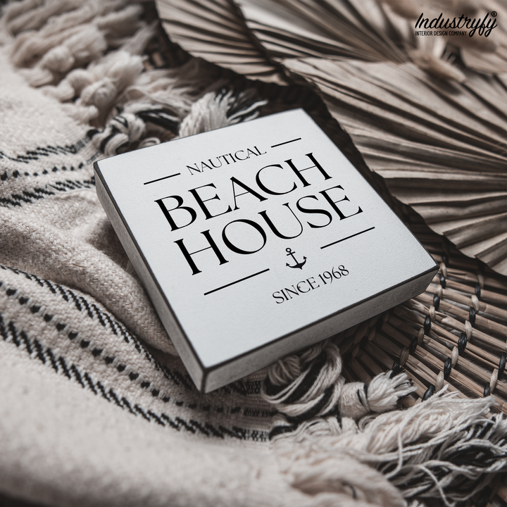 Miniblock Nautical Beach House Detailansicht mit UV-Druck und Vintage-Effekt
