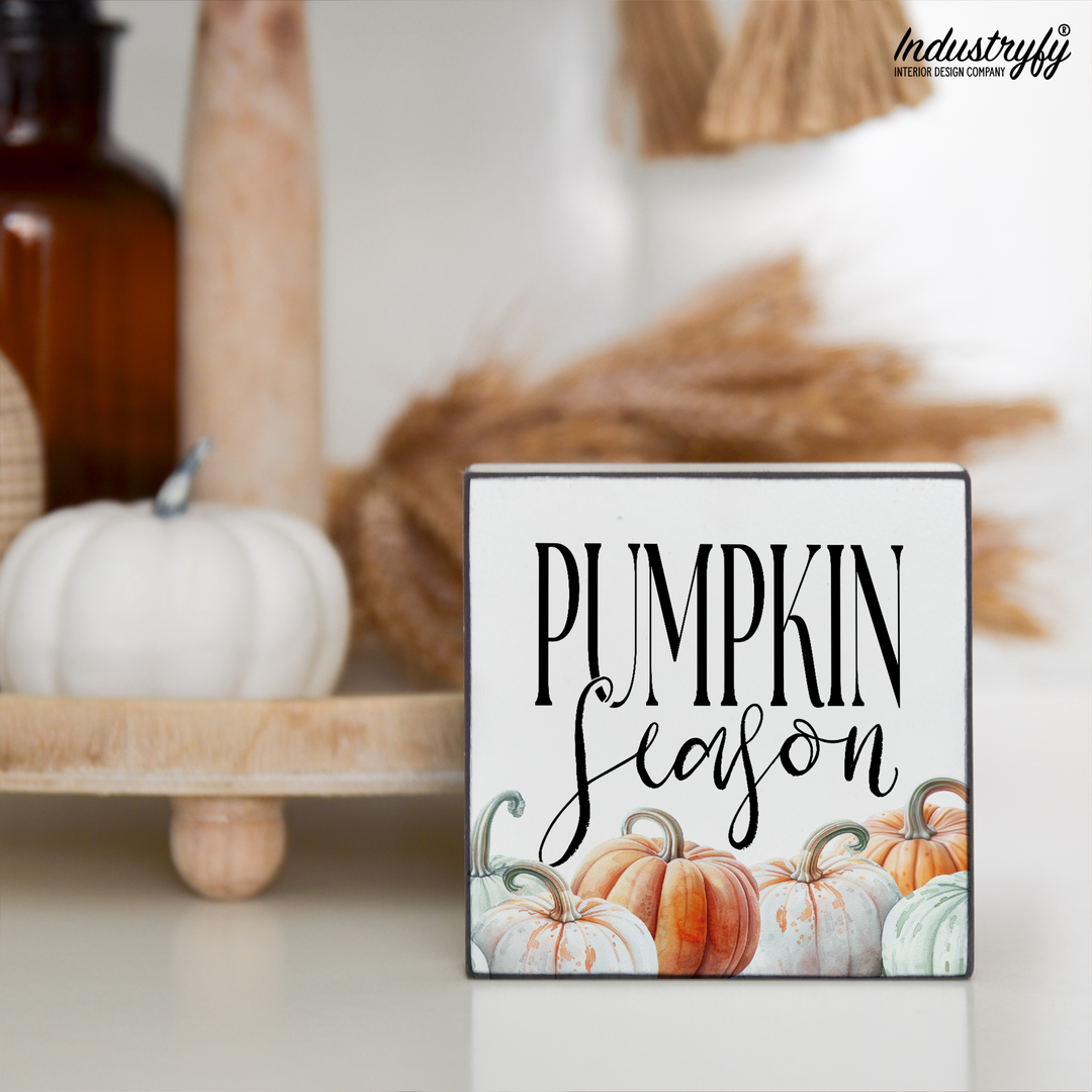 Miniblock Pumpkin Season, Vintage Herbstdeko auf Etagere von Industryfy