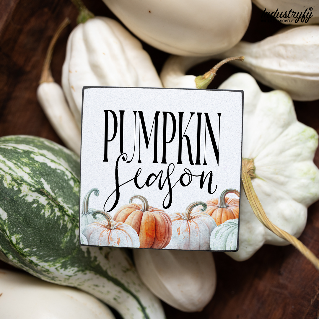 Miniblock Pumpkin Season, Farmhouse Herbstdeko aus Holz von Industryfy
