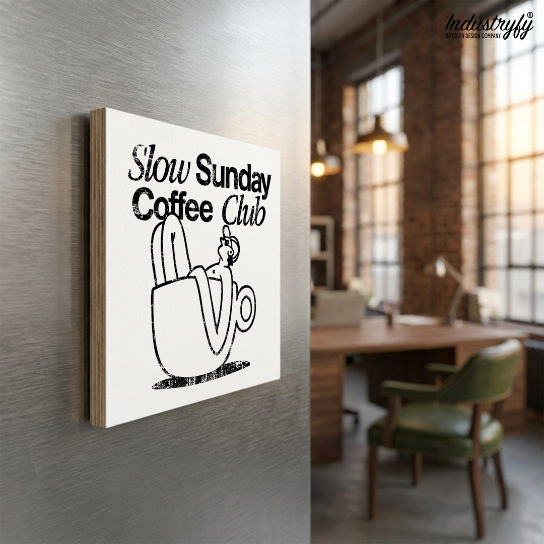 Slow Sunday Coffee Club Holzmagnet - Kühlschrankmagnet | Industryfy
