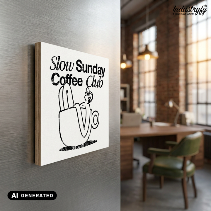 Slow Sunday Coffee Club Holzmagnet - Kühlschrankmagnet | Industryfy