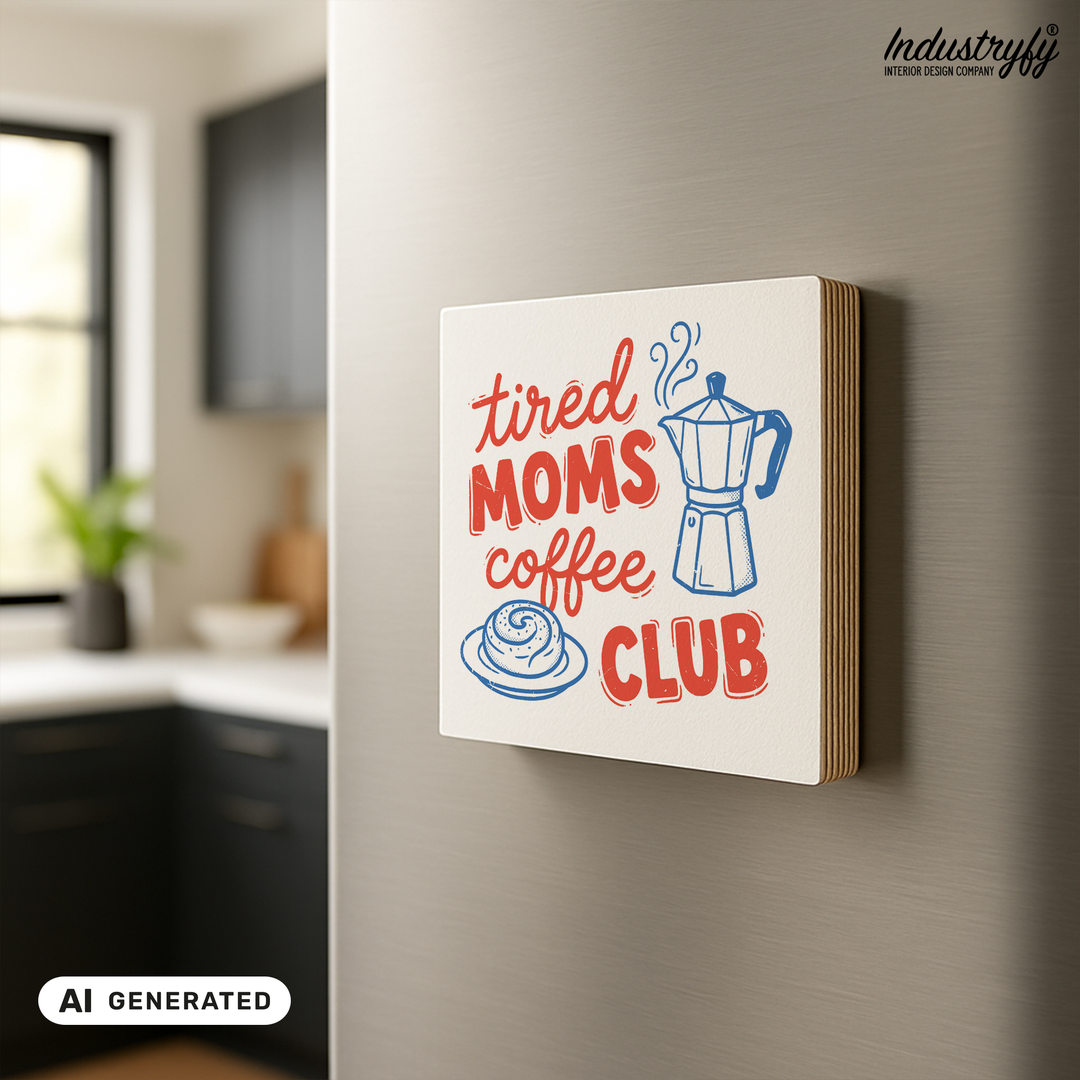 Tired Moms Coffee Club Holzmagnet - Kühlschrankmagnet | Industryfy