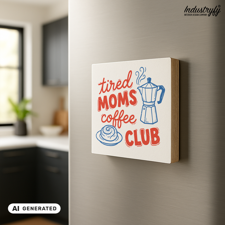 Tired Moms Coffee Club Holzmagnet - Kühlschrankmagnet | Industryfy