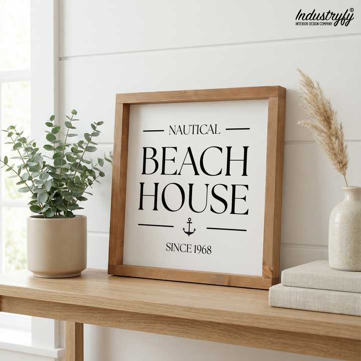 Landhaus Schild Nautical Beach House – Wanddeko | Industryfy
