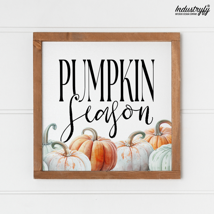 Landhaus Schild Pumpkin Season, Farmhouse Herbstschild aus Holz von Industryfy