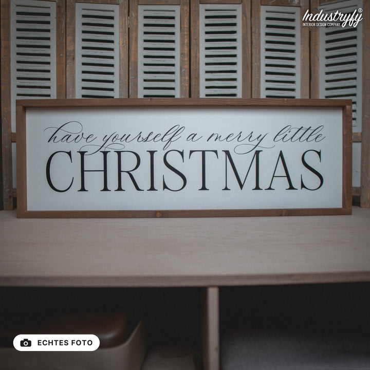 B-Ware Landhaus Schild Have yourself a merry little Christmas 90x30 mit Holzrahmen, echtes Foto von Industryfy