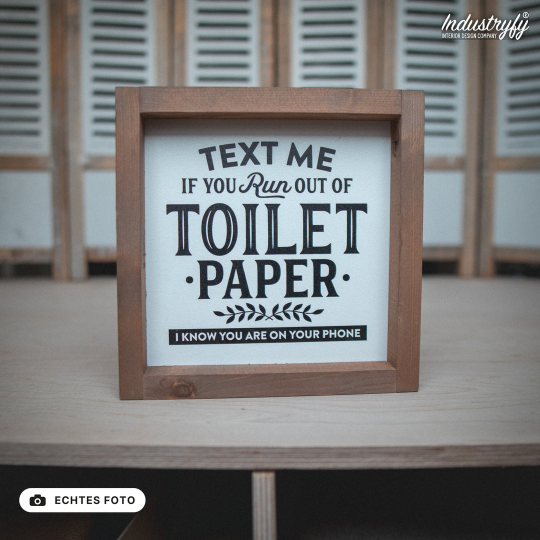 B-Ware Landhaus Schild Toilet Paper 20x20 mit Holzrahmen, echtes Foto von Industryfy