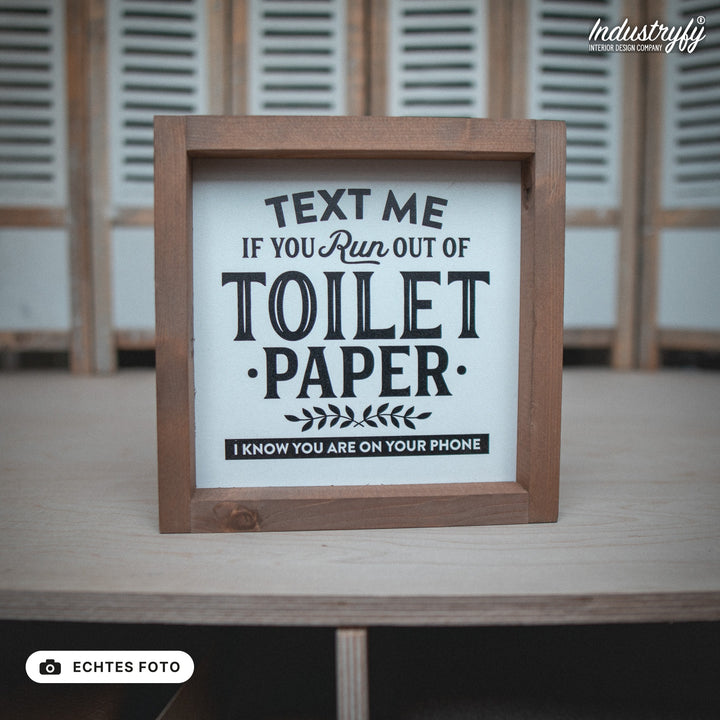 B-Ware Landhaus Schild Toilet Paper 20x20 mit Holzrahmen, echtes Foto von Industryfy