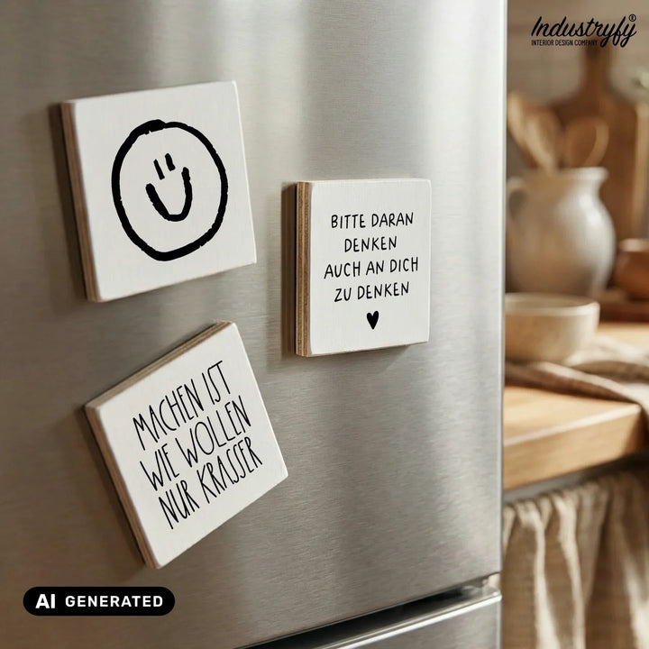 Industryfy Holzmagnete am Kühlschrank Lifestyle