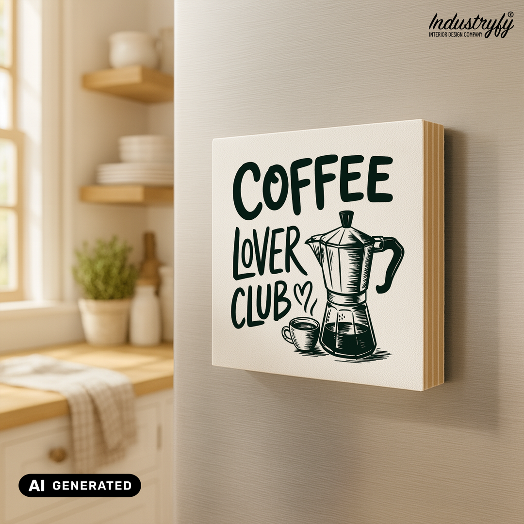 Kühlschrankmagnet Holz Coffee Lover Club, Holzmagnet mit Kaffee-Spruch von Industryfy