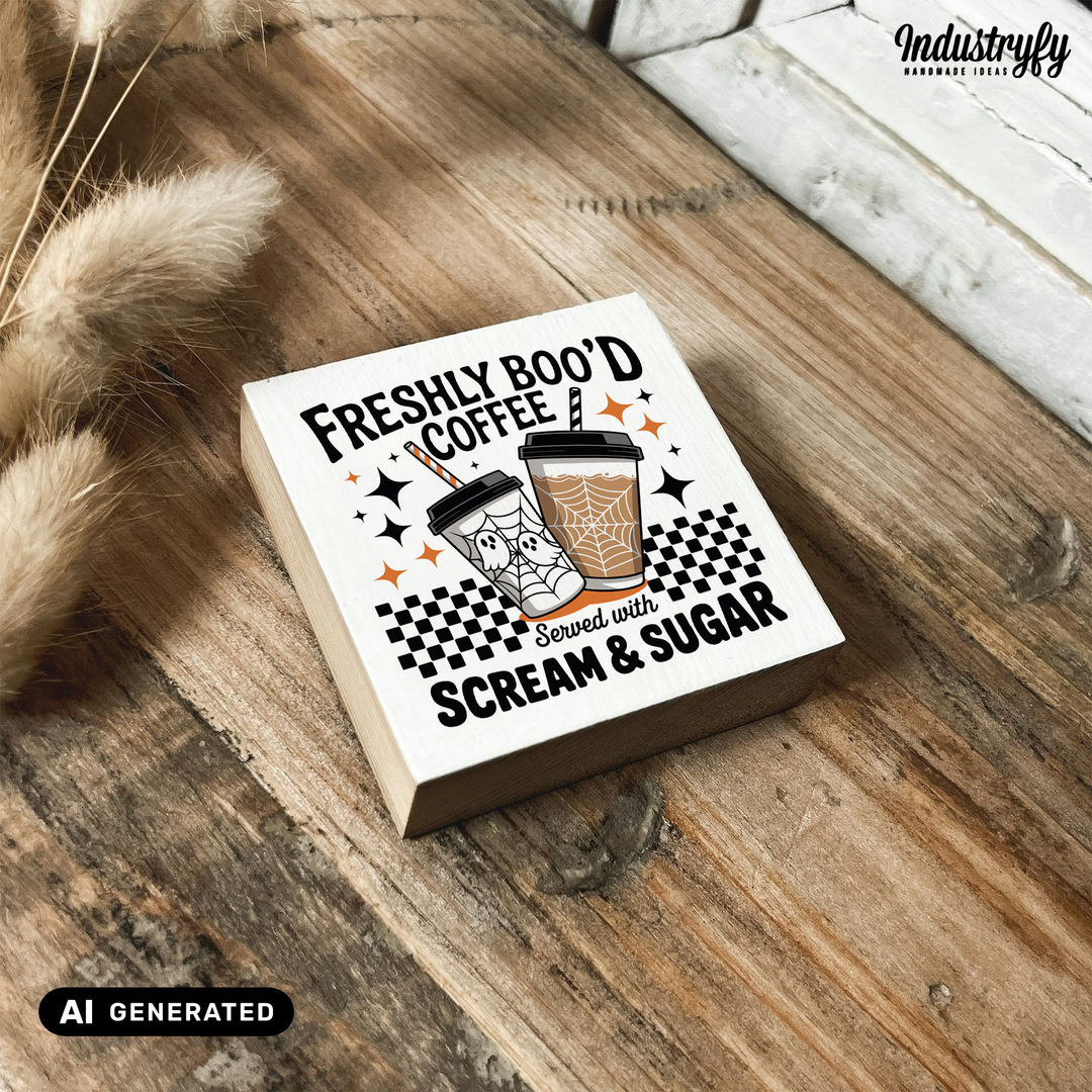 Kühlschrankmagnet Holz Freshly Boo'd coffee No3, Holzmagnet von Industryfy