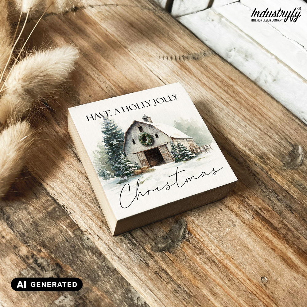 Holzmagnet Have a holly jolly Christmas Detailansicht, UV-Druck auf Echtholz von Industryfy