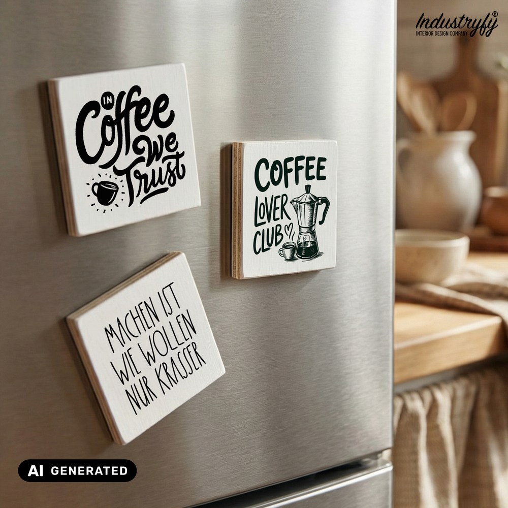 Kaffee Kühlschrankmagnet In Coffee we trust am Kühlschrank, Geschenkidee für Kaffeeliebhaber