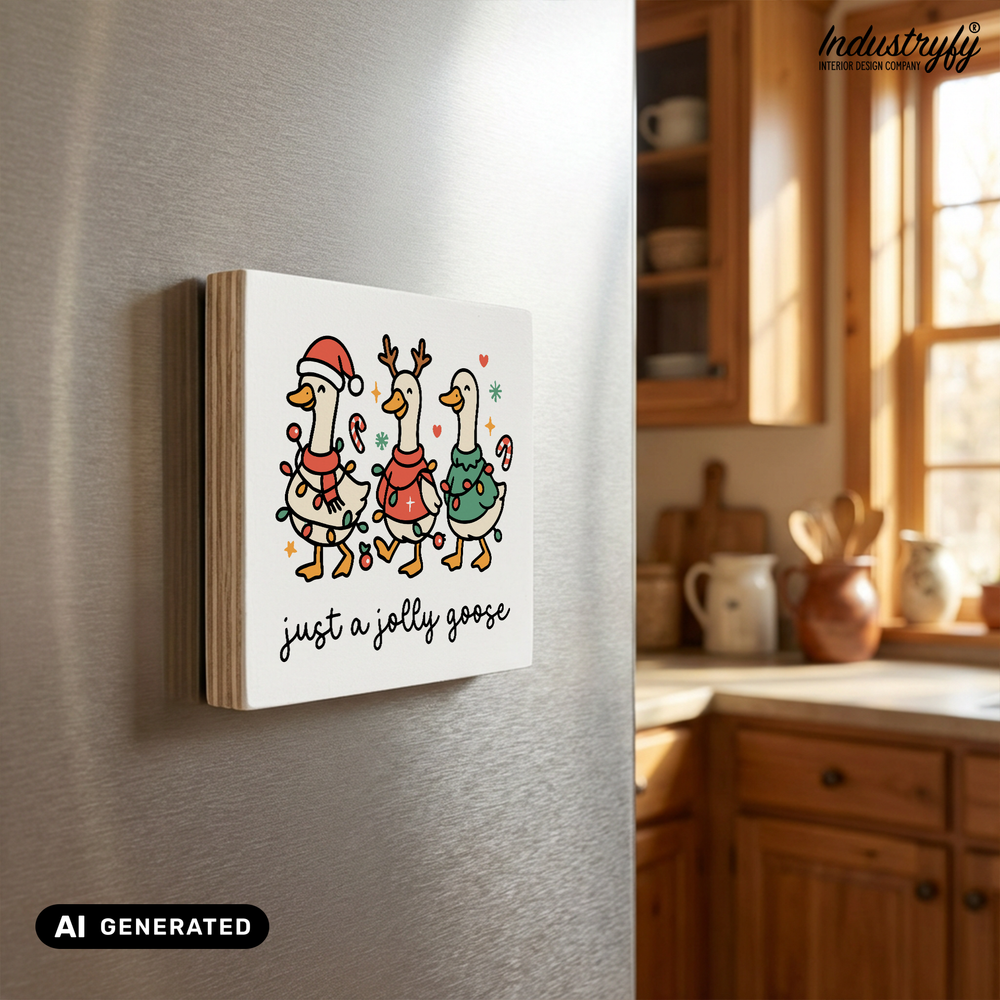 Holzmagnet Just a Jolly Goose Detailansicht, UV-Druck auf Echtholz von Industryfy