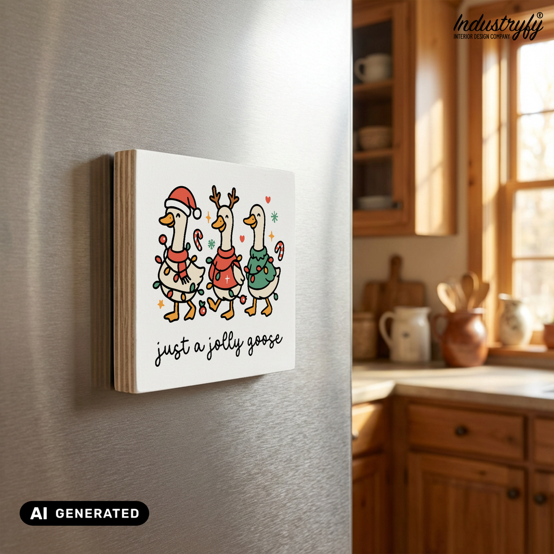 Holzmagnet Just a Jolly Goose Detailansicht, UV-Druck auf Echtholz von Industryfy