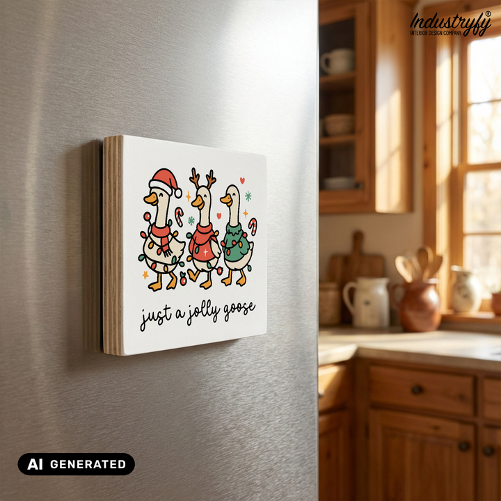 Holzmagnet Just a Jolly Goose Detailansicht, UV-Druck auf Echtholz von Industryfy