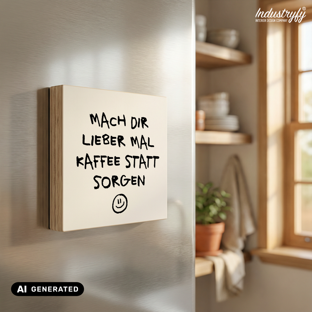 Magnet Mach dir lieber mal Kaffee statt Sorgen, Kühlschrankmagnet aus Holz | Industryfy