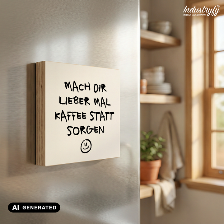 Magnet Mach dir lieber mal Kaffee statt Sorgen, Kühlschrankmagnet aus Holz | Industryfy