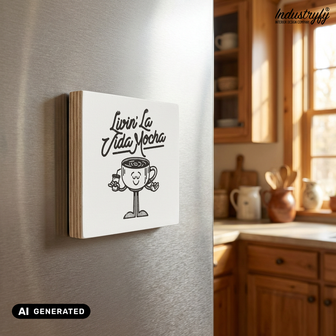 Livin la vida Mocha Kühlschrankmagnet am Kühlschrank, Geschenkidee von Industryfy