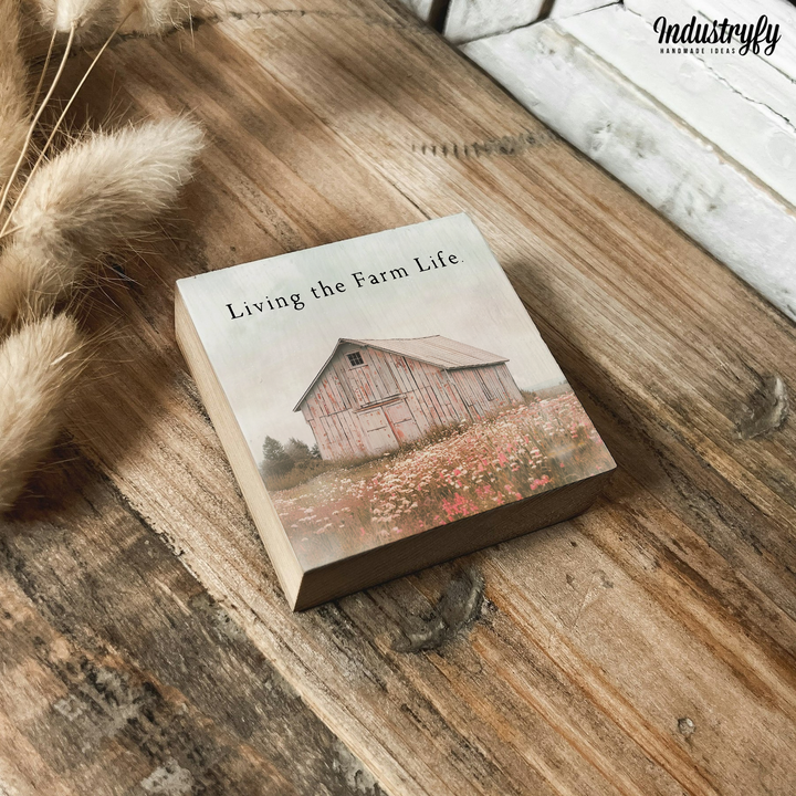 Kühlschrankmagnet Holz Living the farm life, Holzmagnet von Industryfy