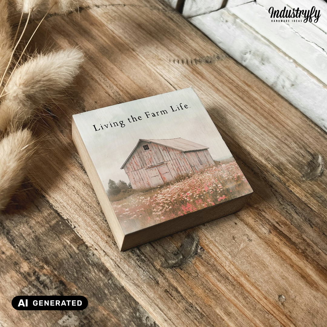 Kühlschrankmagnet Holz Living the farm life, Holzmagnet von Industryfy