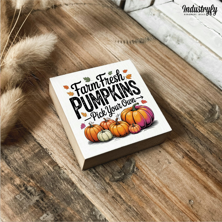 Kühlschrankmagnet Holz Farm Fresh Pumpkins No7, Holzmagnet von Industryfy