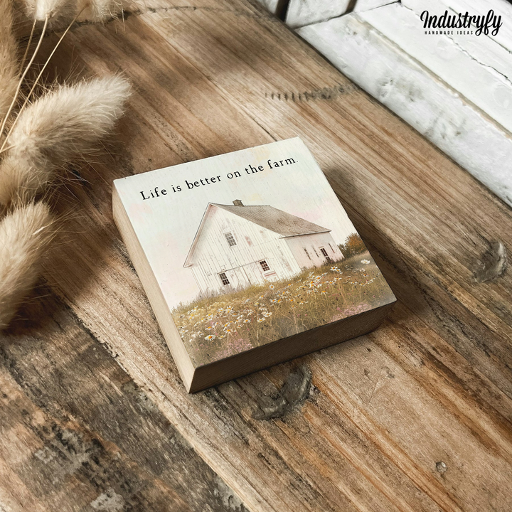Kühlschrankmagnet Holz Life is better on the farm, Holzmagnet von Industryfy