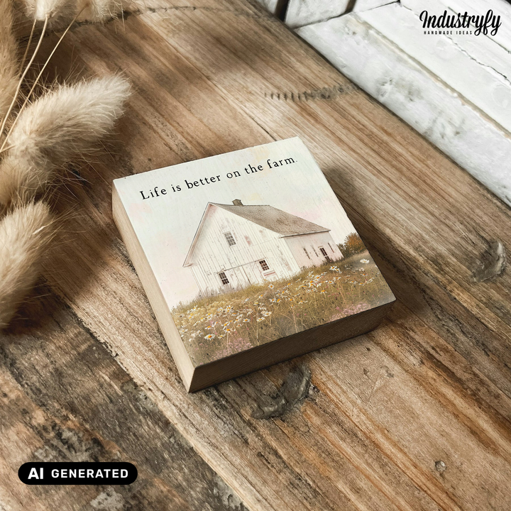 Kühlschrankmagnet Holz Life is better on the farm, Holzmagnet von Industryfy