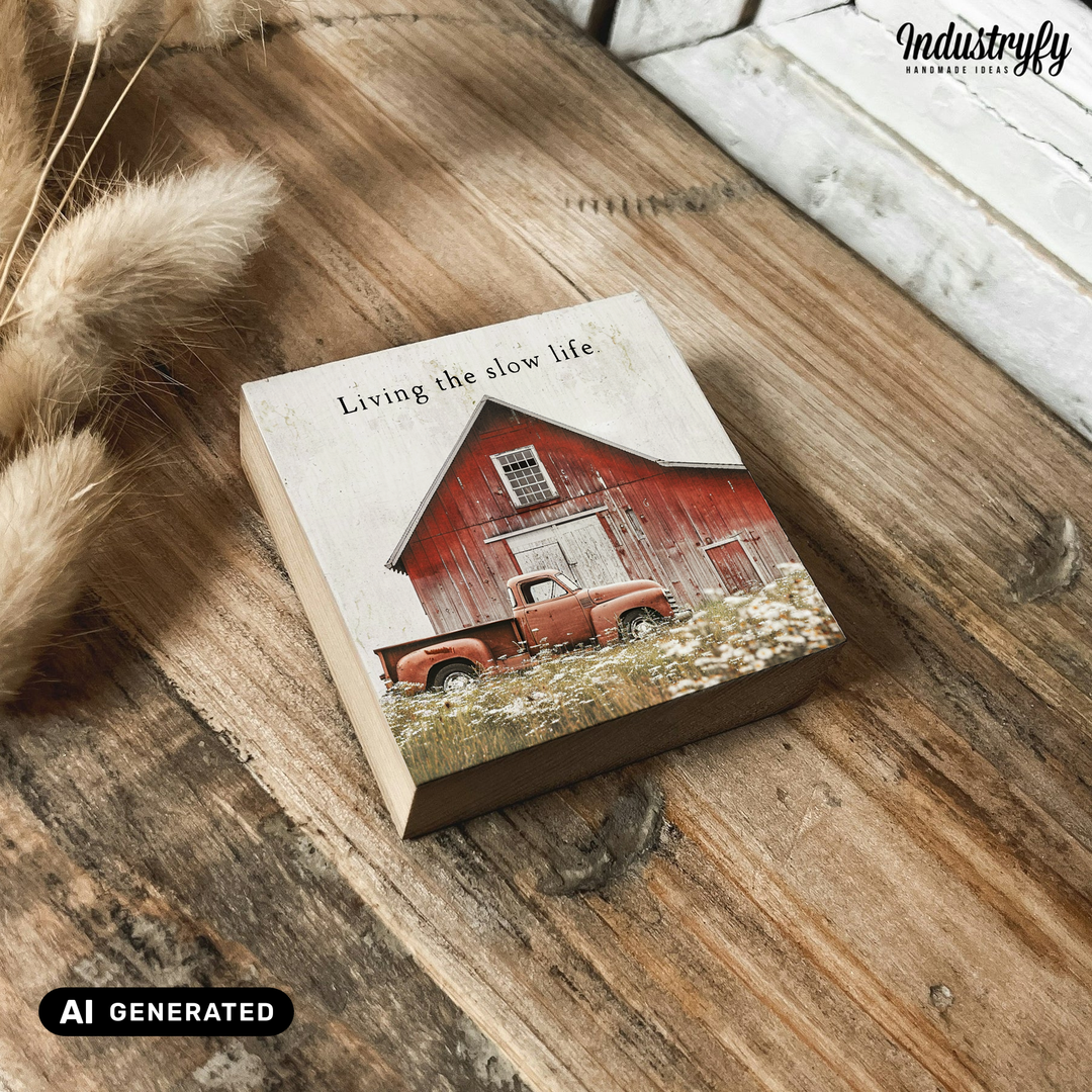 Kühlschrankmagnet Holz Living the slow life, Holzmagnet von Industryfy