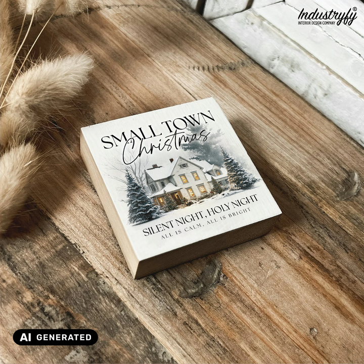 Kühlschrankmagnet Holz Small Town Christmas No1, Holzmagnet von Industryfy