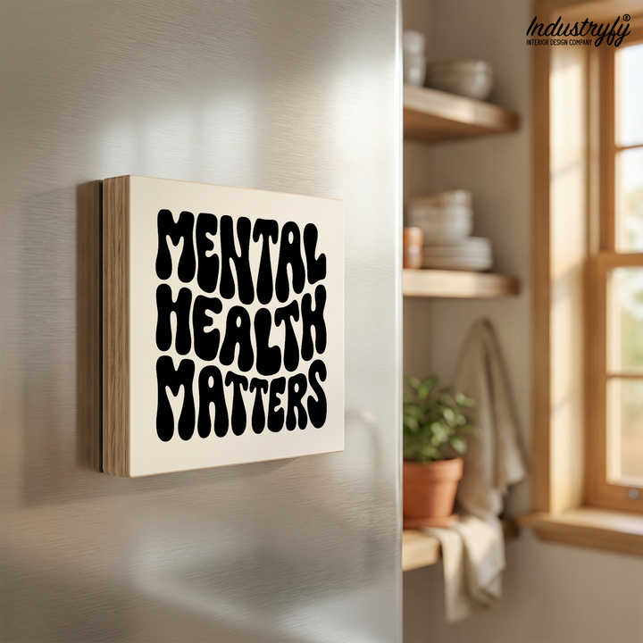 Kühlschrankmagnet Holz Mental health matters – Handgefertigter Holzmagnet von Industryfy