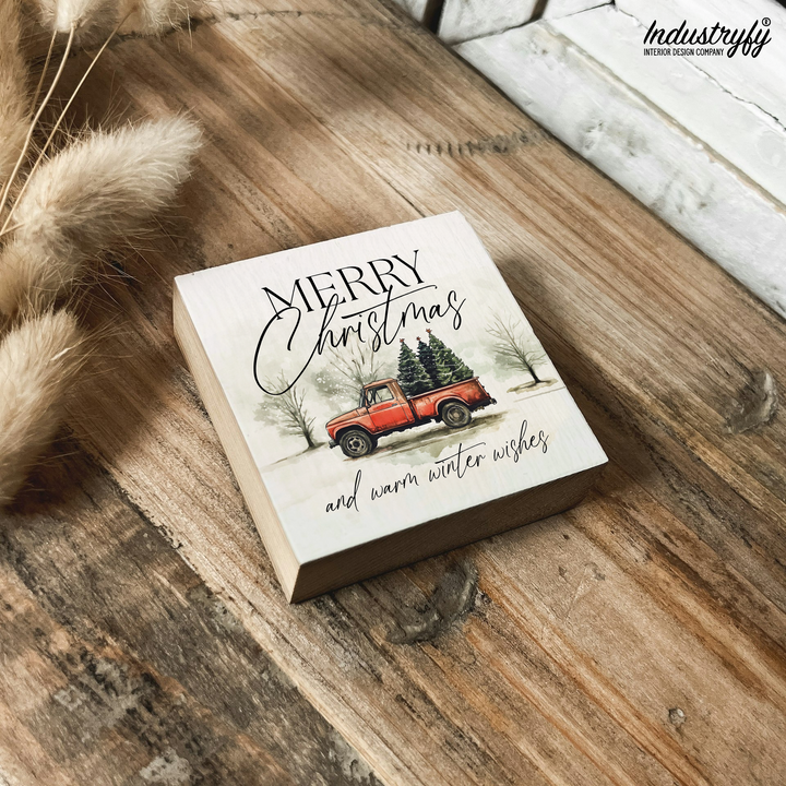 Kühlschrankmagnet Holz Merry Christmas Truck, Holzmagnet von Industryfy