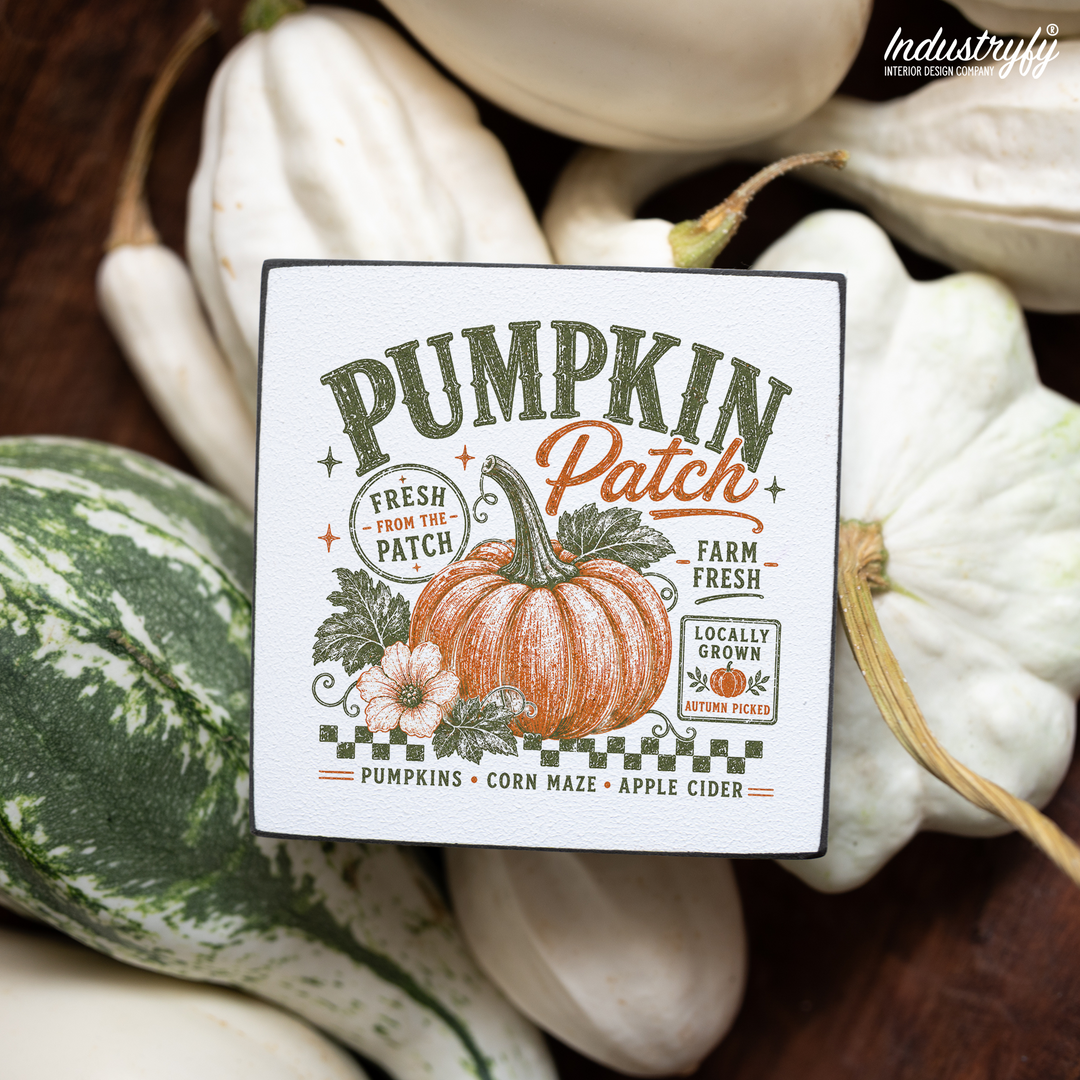 Miniblock Pumpkin Patch, Herbstdeko Holzschild | Industryfy