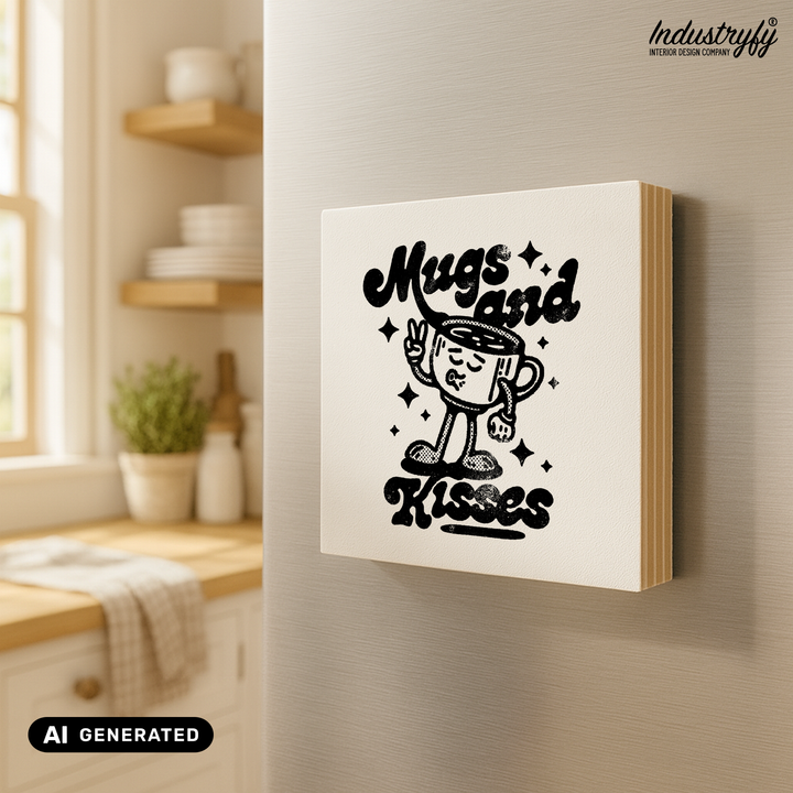 Kühlschrankmagnet Holz Mugs and kisses, Holzmagnet von Industryfy