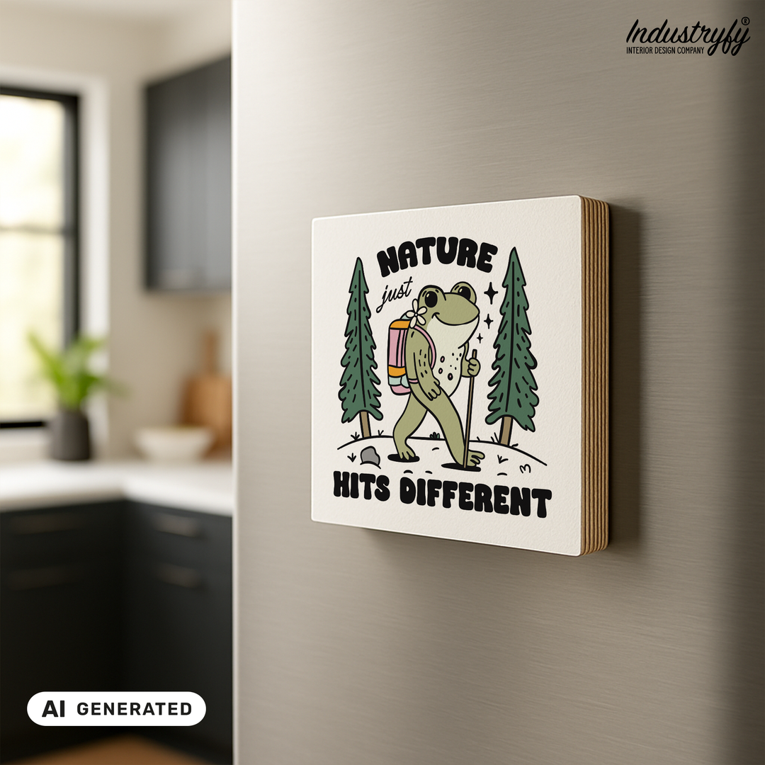 Kühlschrankmagnet Holz Nature just hits different, Holzmagnet von Industryfy