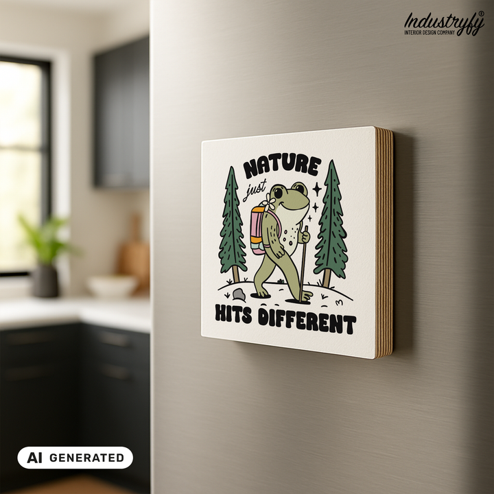 Kühlschrankmagnet Holz Nature just hits different, Holzmagnet von Industryfy
