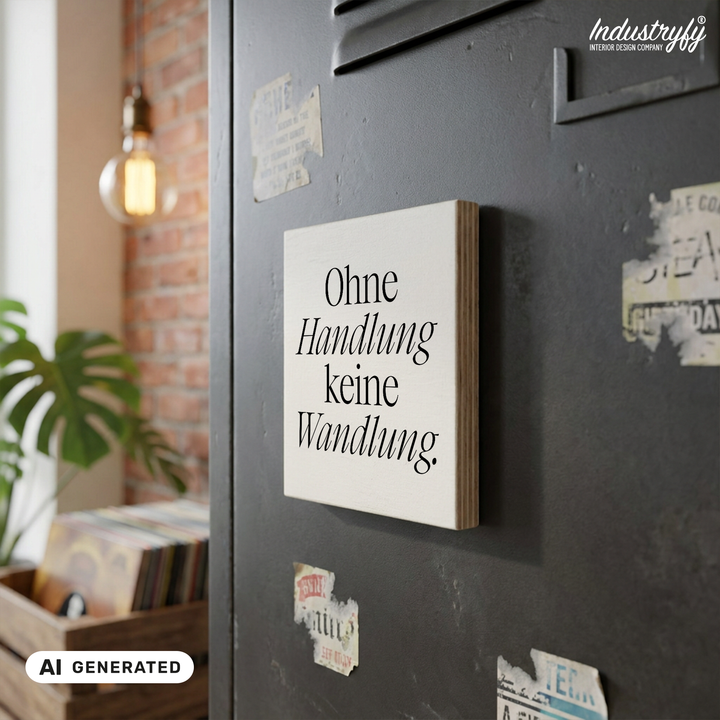 Holzmagnet Ohne Handlung keine Wandlung am Spind - Industryfy
