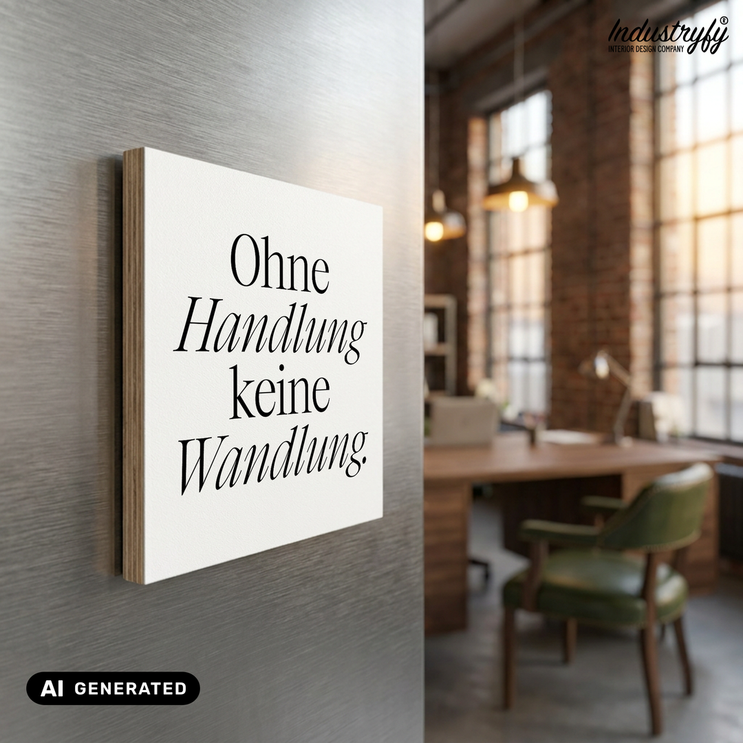 Holzmagnet Ohne Handlung keine Wandlung im Büro - Industryfy