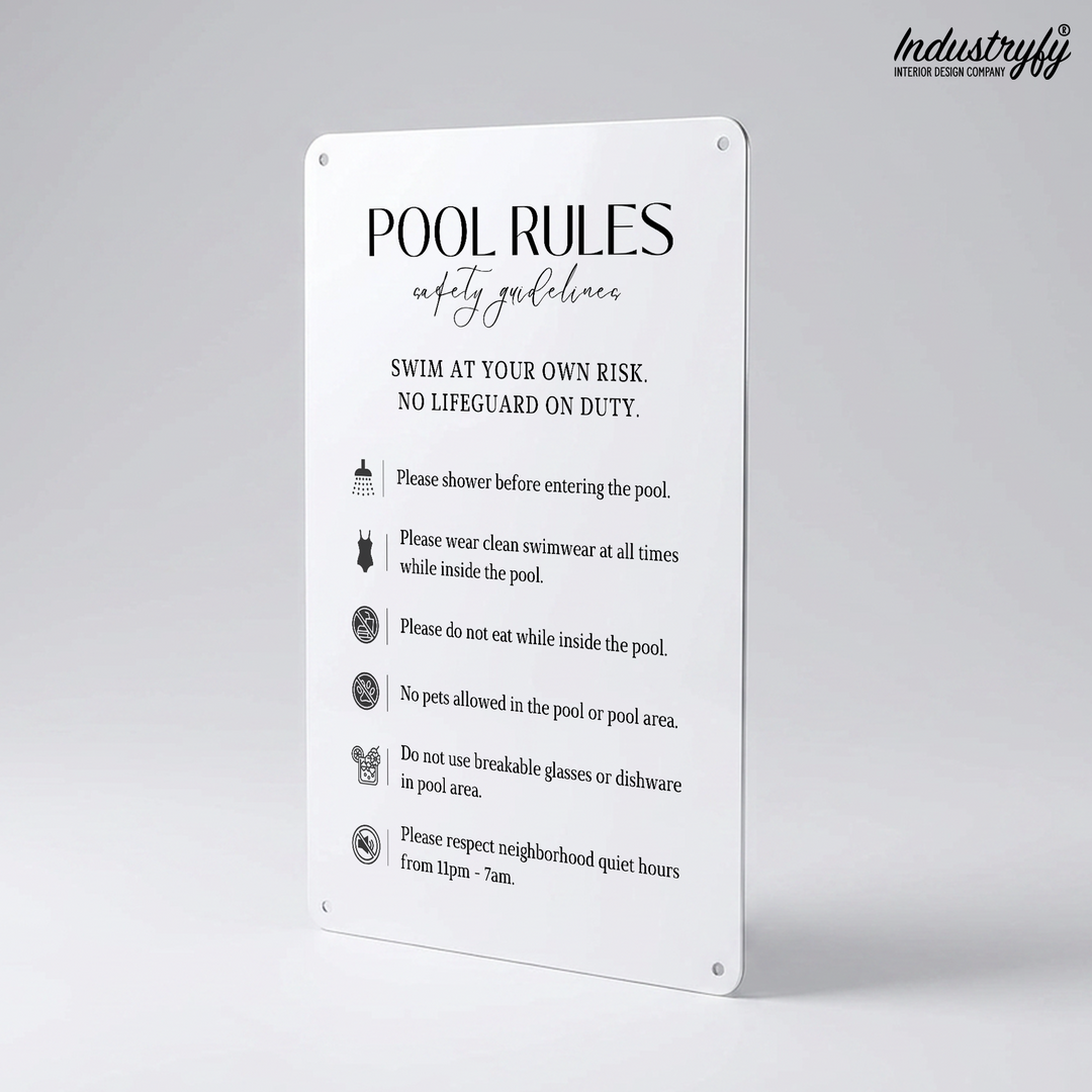 Pool Rules Schild Detailansicht UV-Druck