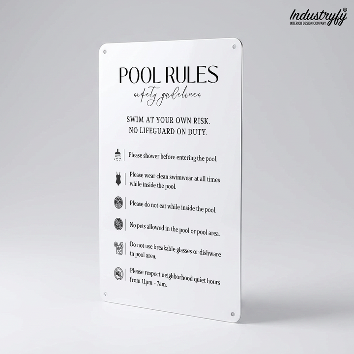 Pool Rules Schild Detailansicht UV-Druck