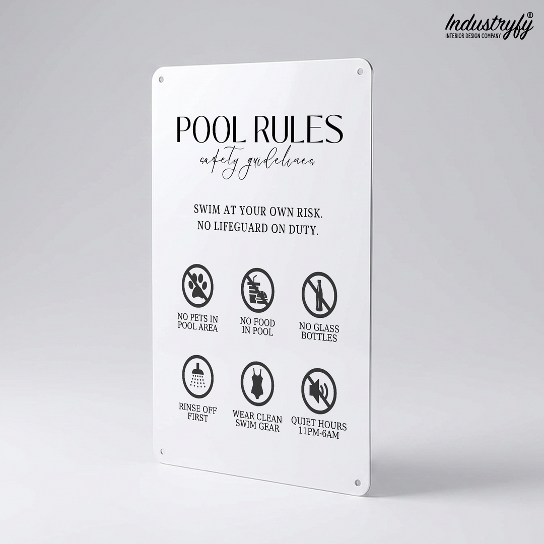 Pool Rules Schild Detailansicht mit Symbolen