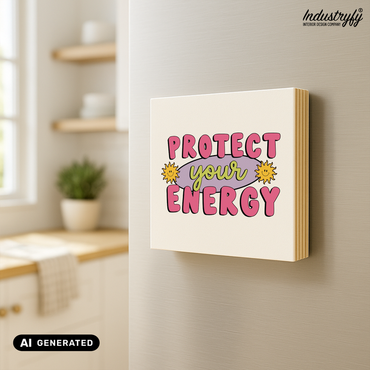 Kühlschrankmagnet Holz Protect your Energy, Holzmagnet von Industryfy