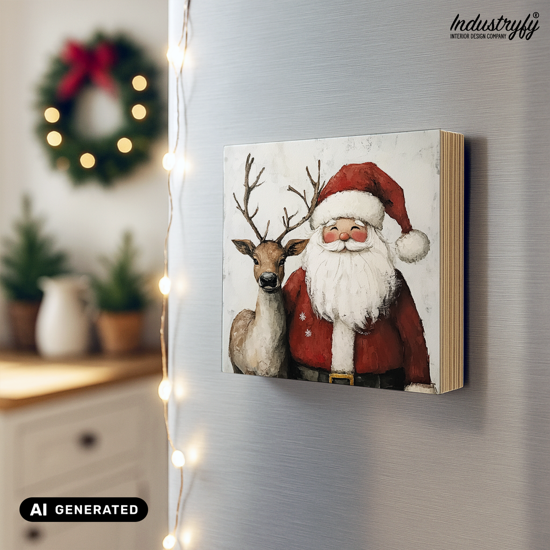Kühlschrankmagnet Holz Santa & Rudolph, Holzmagnet von Industryfy