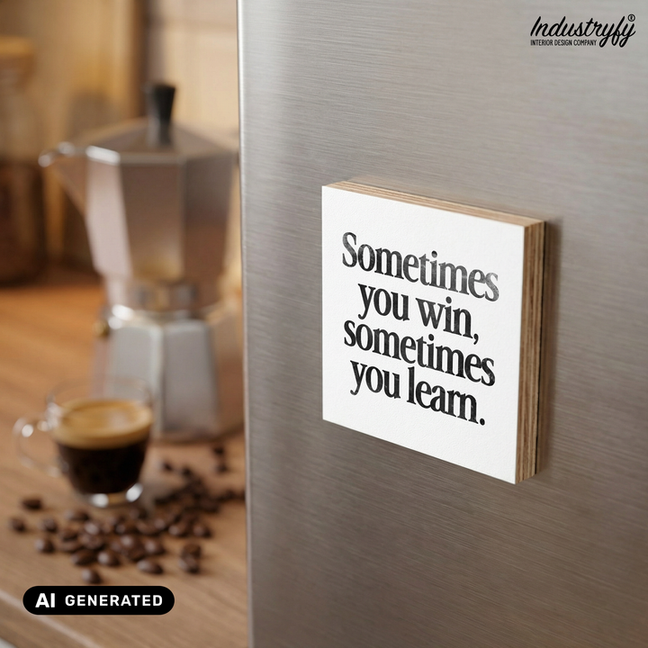 Motivations-Magnet Sometimes you win sometimes you learn auf Holz – Deko-Magnet von Industryfy