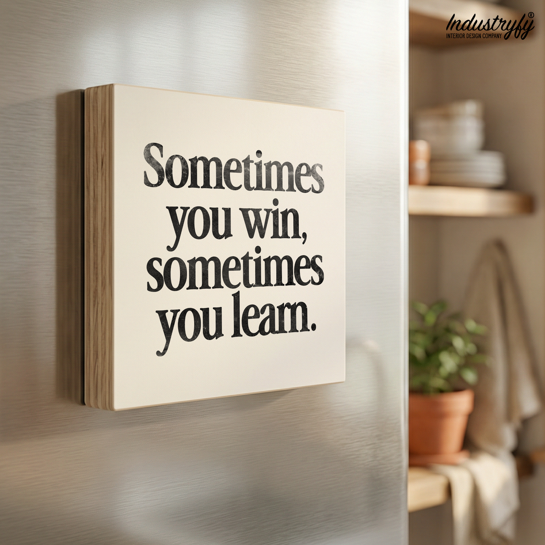 Holzmagnet Sometimes you win sometimes you learn – Kühlschrankmagnet mit motivierendem Spruch von Industryfy
