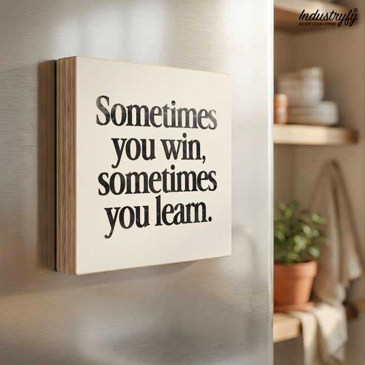 Holzmagnet Sometimes you win sometimes you learn – Kühlschrankmagnet mit motivierendem Spruch von Industryfy
