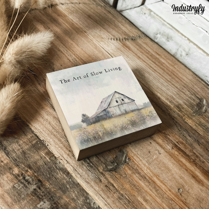 Kühlschrankmagnet Holz The Art of slow living, Holzmagnet von Industryfy