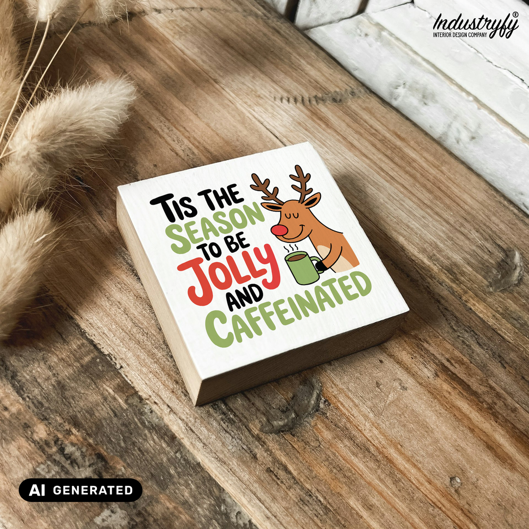 Holzmagnet Tis the Season No2 Detailansicht, UV-Druck auf Echtholz von Industryfy