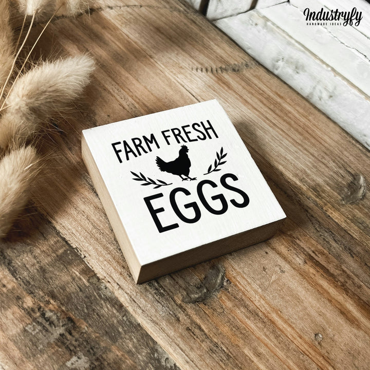 Kühlschrankmagnet Holz Farm fresh eggs No3, Holzmagnet von Industryfy