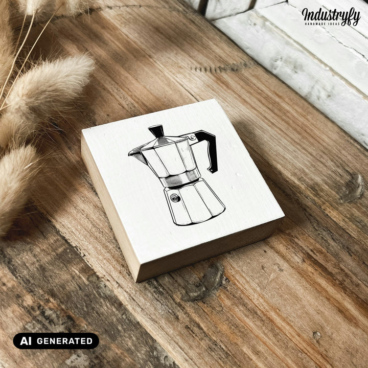 Kühlschrankmagnet Holz Bialetti, Holzmagnet von Industryfy